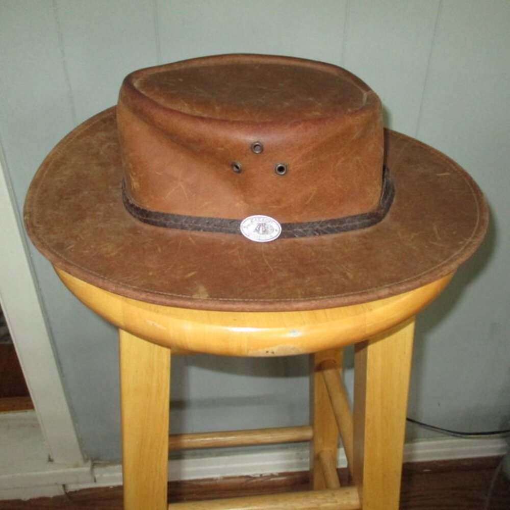 KAKADU Trader Brown Leather Hat Sz L
